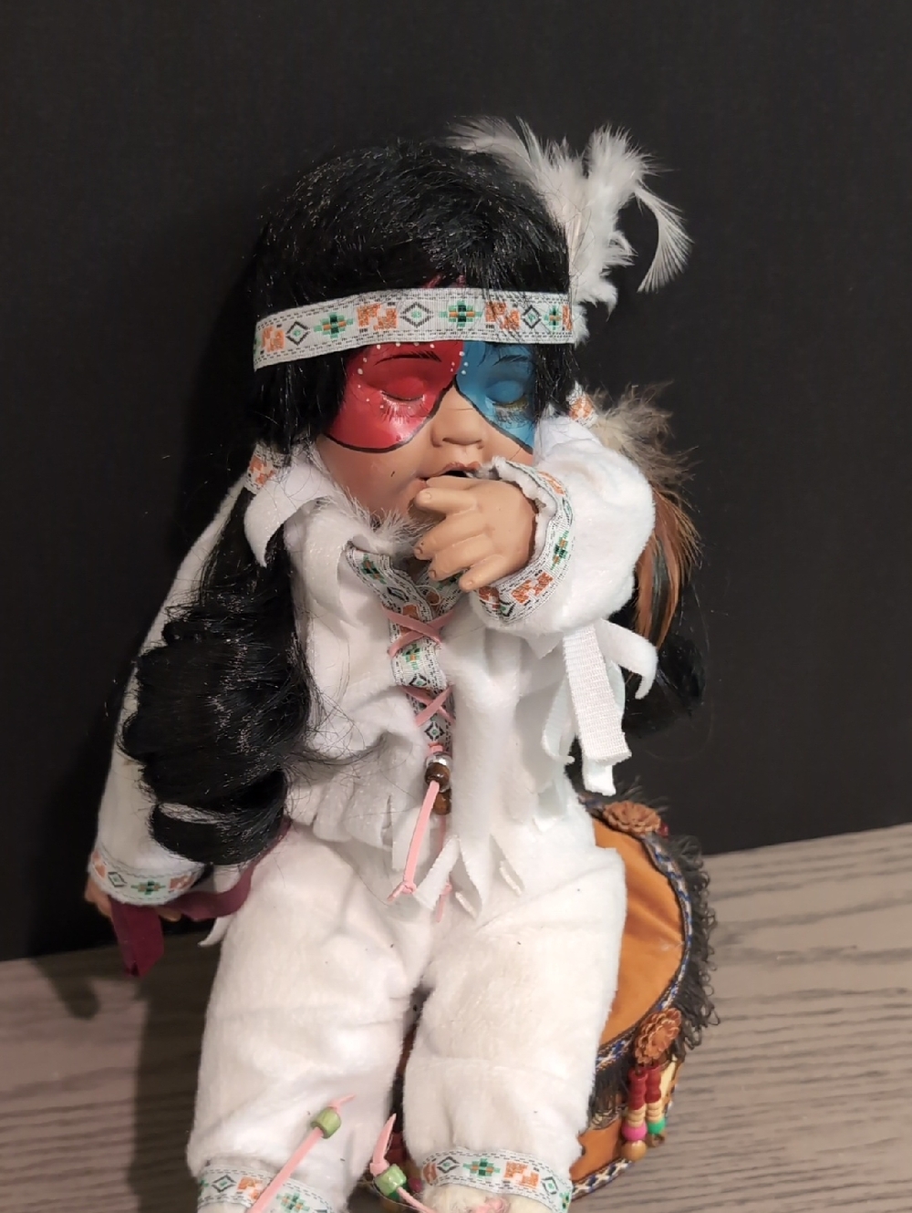 Native-Style Doll with Red & Blue Face Paint